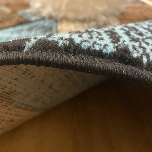 Wrought Studio Keneipp Performance Turquoise/Brown Rug & Reviews Wayfair